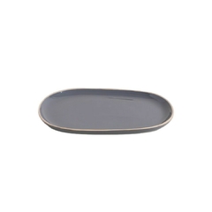 Plato Postre Zarzis Gris Oscuro Brillante Con Borde Natural 23.5 Cm en internet