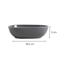 Bowl Zarzis Gris Oscuro Brillante Con Borde Natural 18.5 Cm - comprar online
