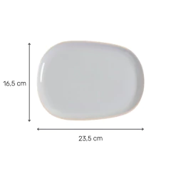 Plato Postre Zarzis Gris Claro Brillante Con Borde Natural 23.5 Cm - comprar online