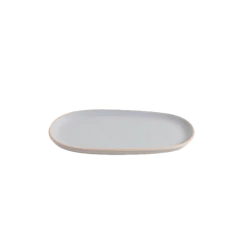 Plato Postre Zarzis Gris Claro Brillante Con Borde Natural 23.5 Cm en internet