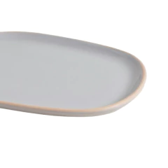 Plato Postre Zarzis Gris Claro Brillante Con Borde Natural 23.5 Cm - Vienna Hogar