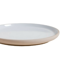 Plato De Postre Toscana Blanco Base Beige 20 Cm - Vienna Hogar