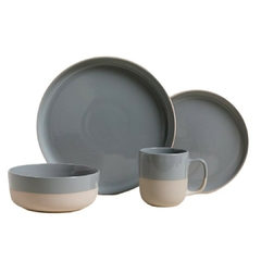 Plato De Postre Toscana Gris Base Beige 20 Cm - tienda online