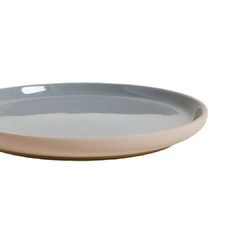 Plato De Postre Toscana Gris Base Beige 20 Cm - Vienna Hogar