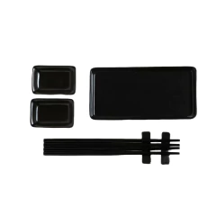 Set De Sushi Para 2 Porcelana Negro 19x9 Cm en internet