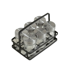 Set x 6 Especieros Rack De Metal Negro 18 x 11 x 15 Cm