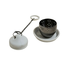 Infusor De Te De Acero Negro Brillante Y Silicona Gris Con Apoyo 5 Cm en internet