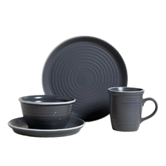 Plato Playo Granito Negro Con Borde Blanco 26 Cm - tienda online
