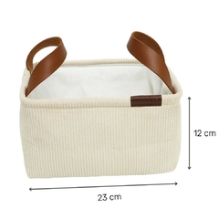 Cesto De Tela Beige Con Manija De Cuero Perugia - comprar online