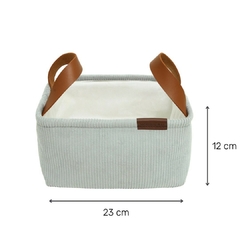 Cesto De Tela Gris Con Manija De Cuero Perugia - comprar online