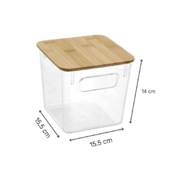 Caja Plástico Con Tapa Bambú Transparente (S) - comprar online