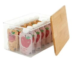Caja Plástico Con Tapa Bambú Transparente (S) - Vienna Hogar