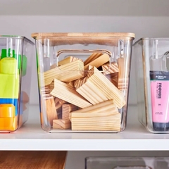 Imagen de Caja Plástico Con Tapa Bambú Transparente (S)