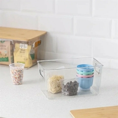 Caja Plástico Con Tapa Bambú Transparente (S)