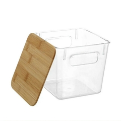 Caja Plástico Con Tapa Bambú Transparente (S) en internet