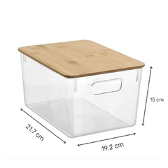 Caja Plástico Con Tapa Bambú Transparente (M) - comprar online