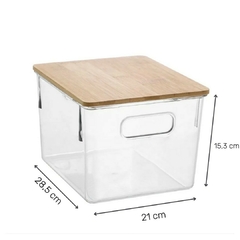 Caja Plástico Con Tapa Bambú Transparente (L) - comprar online
