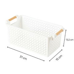 Caja Plástico Con Manija De Madera (L) - comprar online
