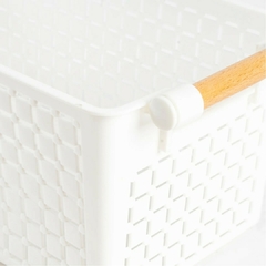 Caja Plástico Con Manija De Madera (L) - Vienna Hogar