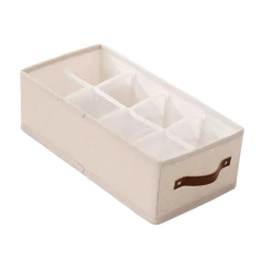 Caja Forrada En Tela Con Manija De Cuero 8 Divisiones (S)