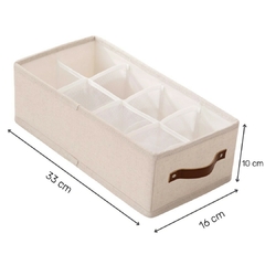 Caja Forrada En Tela Con Manija De Cuero 8 Divisiones (S) - comprar online