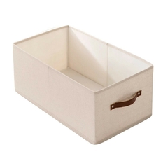 Caja Forrada En Tela Con Manija De Cuero (M)