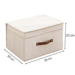 Caja Forrada En Tela Con Tapa y Manija De Cuero (L) - comprar online