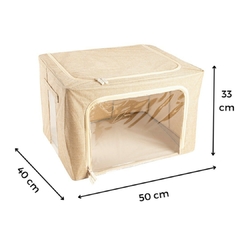 Caja Plegable para Ropa de Tela con Ventana (L) Beige - comprar online