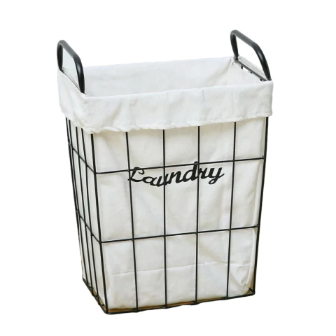 Canasto para Ropa Laundry Tela Metal Rectangular