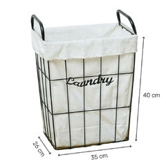 Canasto para Ropa Laundry Tela Metal Rectangular - comprar online