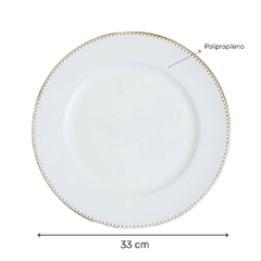 Plato De Sitio White & Gold Puntos 33 Cm - Vienna Hogar