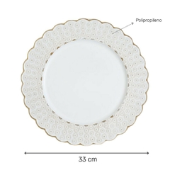 Plato De Sitio White & Gold Flores 33 Cm - Vienna Hogar