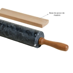 Palo De Amasar Marmol Negro Base Madera - tienda online