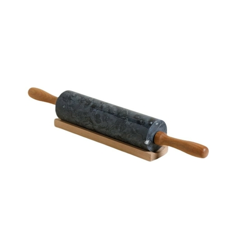 Palo De Amasar Marmol Negro Base Madera - comprar online