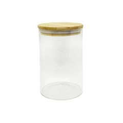 Frasco De Vidrio Redondo Con Tapa De Bambú (6,5 cm) - tienda online
