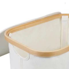 Cesto De Tela Con Marco De Bambu Con Tapa Beige en internet