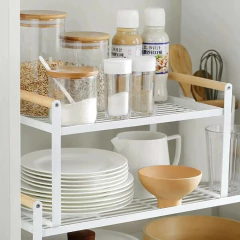 Repisa De Metal Con Manija De Madera Blanca (1 Piso) - Vienna Hogar