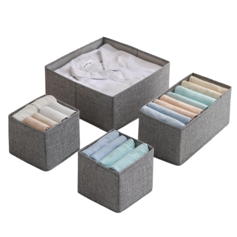 Set x 4 Cajas Organizadoras Forrada En Tela Gris - comprar online