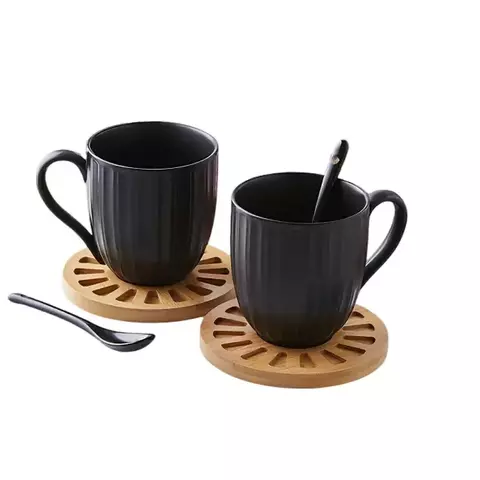 Set x 2 Tazas de Porcelana Negro 300 Ml