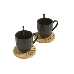 Set x 2 Tazas de Porcelana Negro 300 Ml en internet