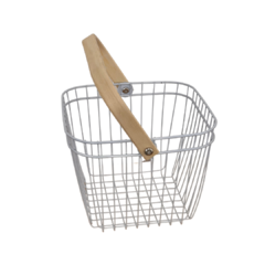 Canasto de Metal Con Manija de Madera Vienna White - comprar online
