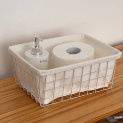 Canasto de Metal Con Funda de Tela Bilbao White - Vienna Hogar