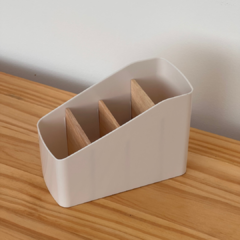 Mini Organizador Plástico con 4 Divisones en Bambú - Vienna Hogar