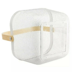 Canasto de Metal Con Manija de Madera Linz White en internet