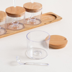 Set x 4 Recipientes Acrílico Tapa Madera (38x10,5) - comprar online