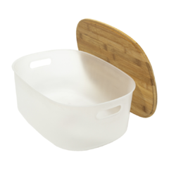 Canasto Oval Transparente Con Tapa de Bambú 12 Litros - comprar online