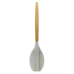 Cuchara Plana De Silicona Simil Marmol Mango De Madera 31 Cm en internet