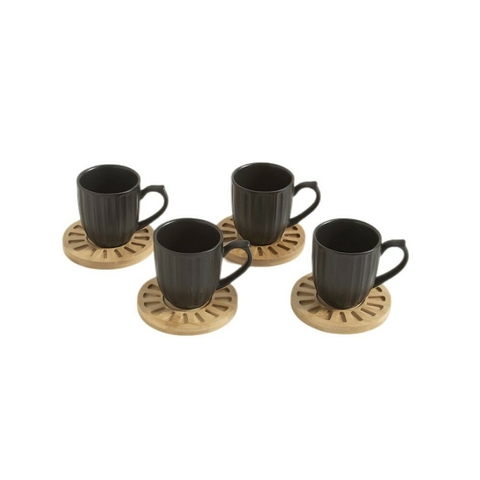Set x 4 Tazas de Porcelana Negra 160 Ml