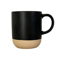 Taza Mug de Cerámica Negro Base Beige 550 Ml