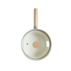 Cacerola Enlozada Gris Con Mango Tapa De Vidrio Y Madera 20 Cm - comprar online